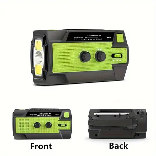 cy solar hand crank powered radio 4000mah portable am fm radio with 3 mode flashlight motion sensor reading lamp cell phone charger siren for home and