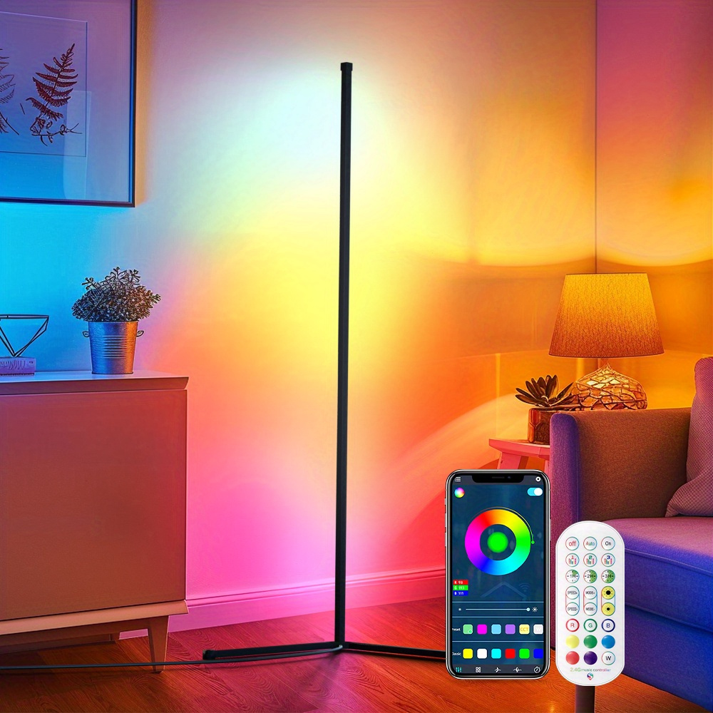 1 Pack RGBIC Floor Lamp * & Remote Control LED Corner Lamp