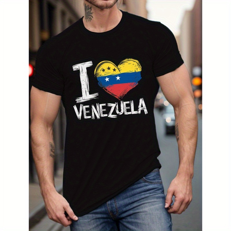 

Men's Flag I Venezuela Print Tee Shirt, Tees For Men, Casual Short Sleeve T-shirt For Summer