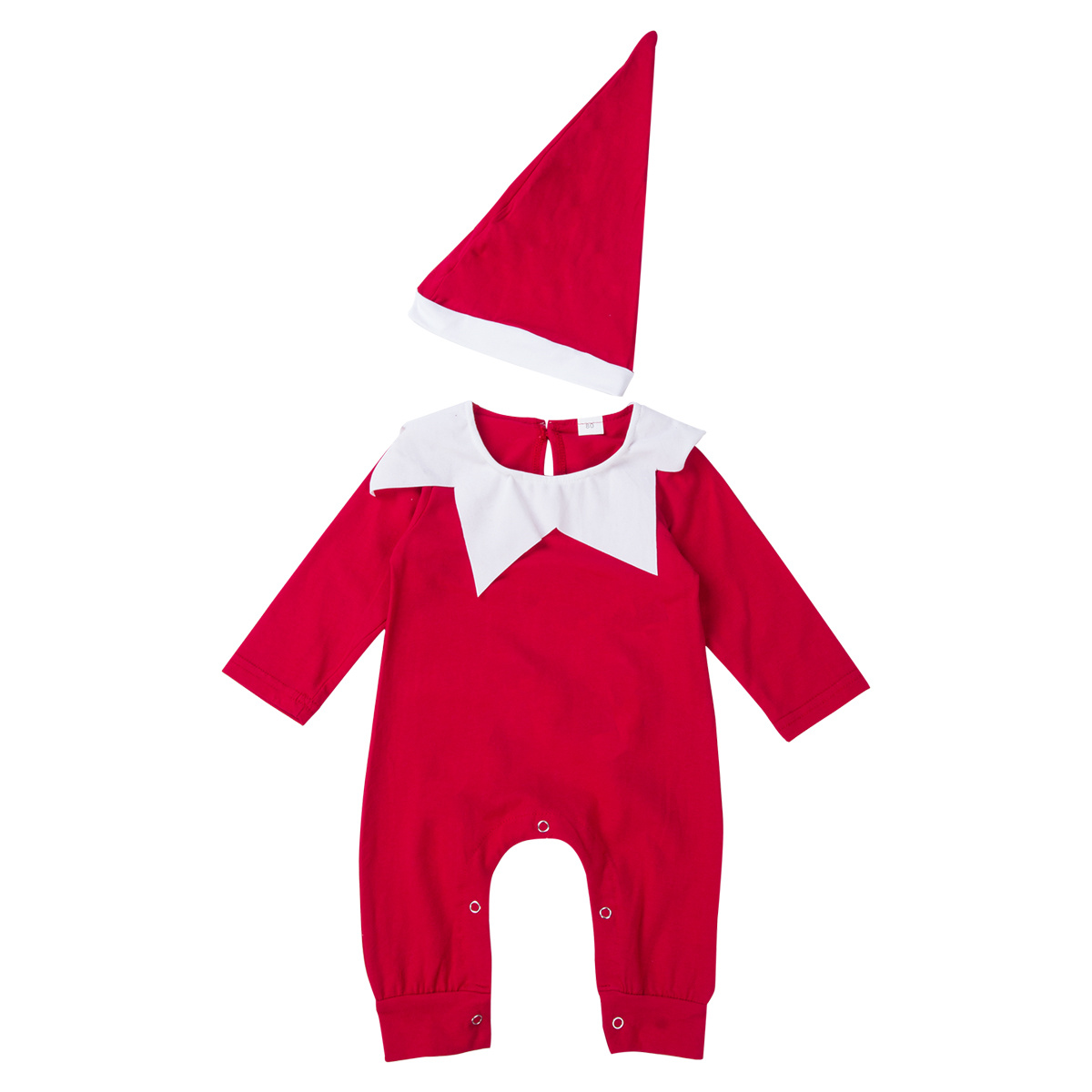 

Newborn Baby My First Christmas Outfit Boy Girl Elf Santa Claus Costumes Long Sleeve Romper Jumpsuit With Christmas Hat