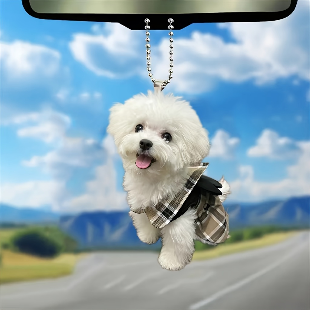 

Acrylic Puppy Car Charm - 2d Decoration For Keys, Backpacks & Home - Ideal Gift For Holidays &