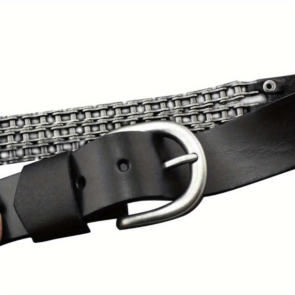 heavy motorcycle chain genuine leather belt men biker rocker  display picture 3