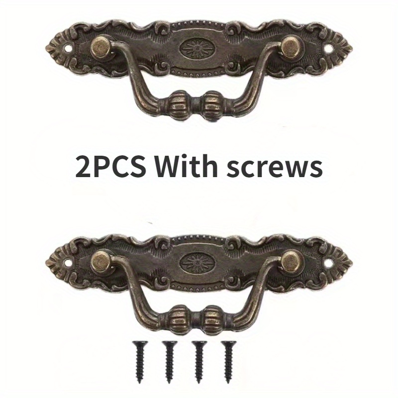 2pcs Antique Bronze Metal Pull Handles For Drawers, Cabinets & Wardrobes - Includes Mounting Screws