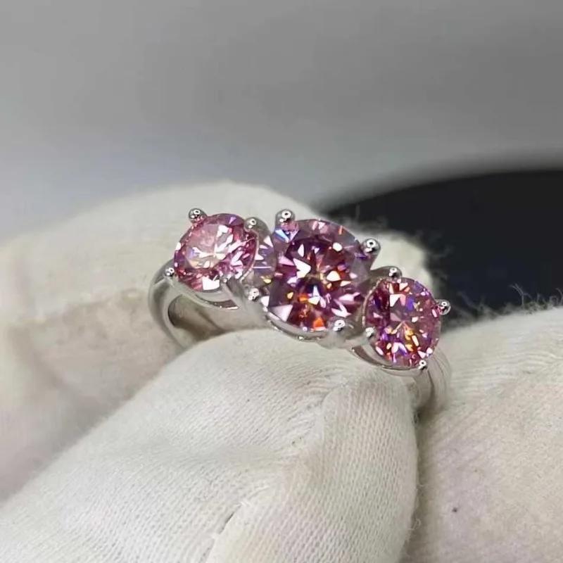 luxurious 2 carat pink moissanite engagement ring 925 sterling silvery   couples wedding gifts details 1