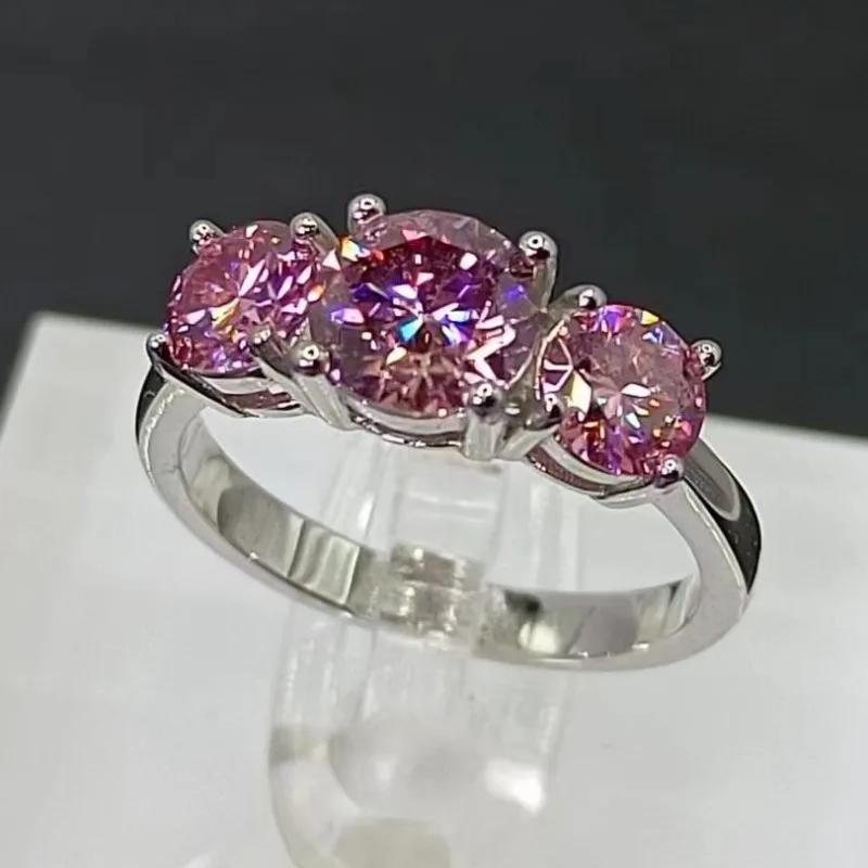 luxurious 2 carat pink moissanite engagement ring 925 sterling silvery   couples wedding gifts details 2