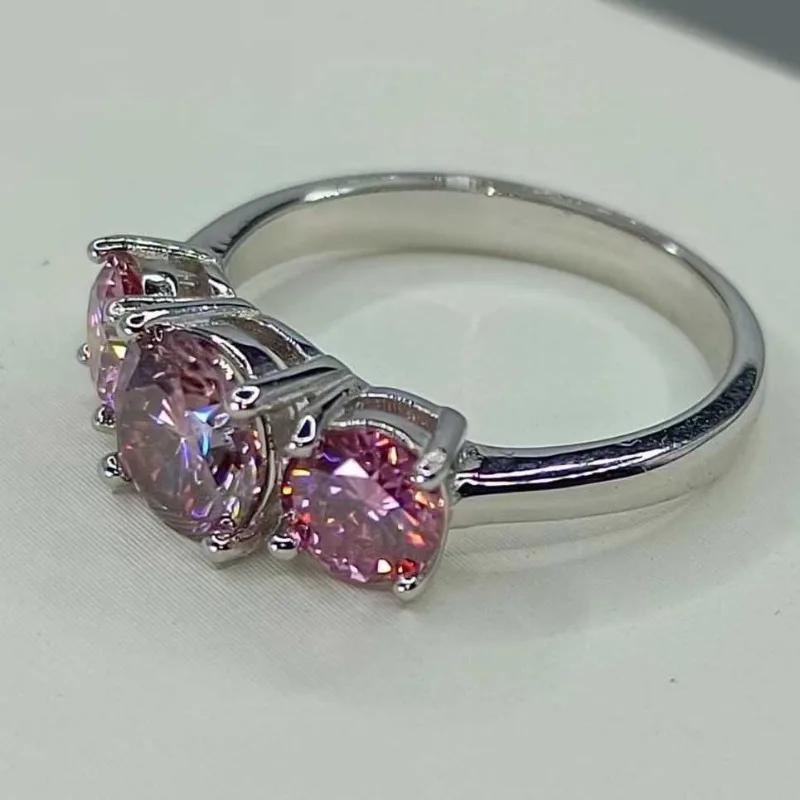 luxurious 2 carat pink moissanite engagement ring 925 sterling silvery   couples wedding gifts details 3