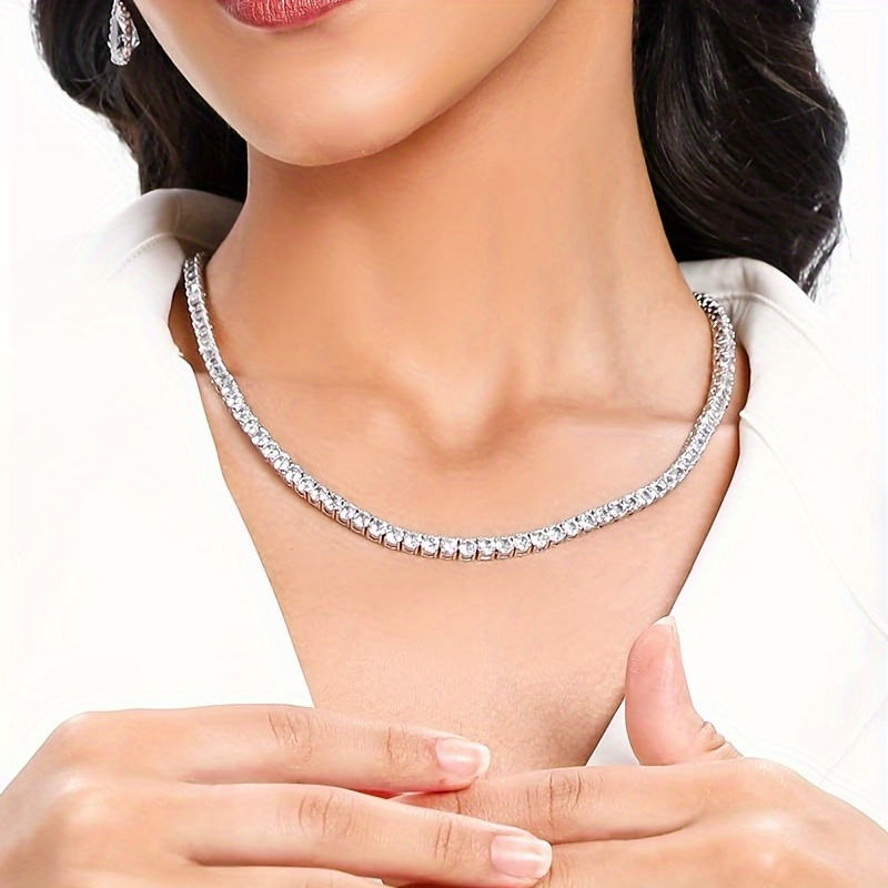 elegant 0 3ct moissanite tennis necklace 925 silvery with 18k golden plating   weddings engagements bohemian style details 1