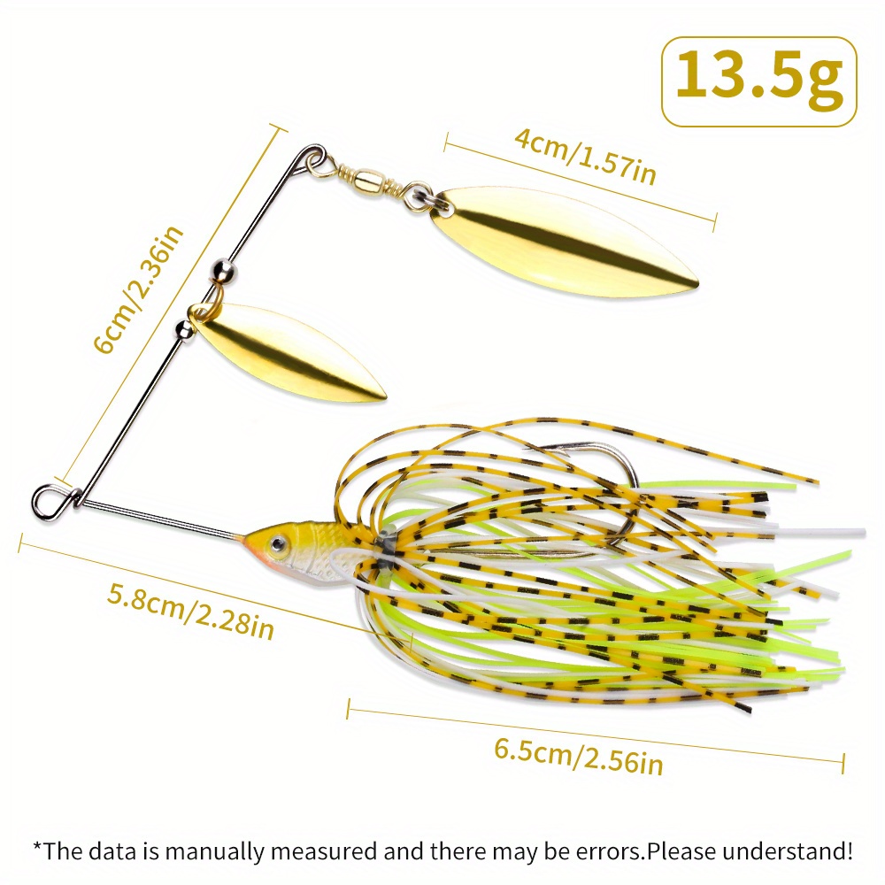 TEMU 5pcs 13.5g Fishing Lures Spinner Baits Hard Metal Spinnerbait Jigs For Bass Fishing Trout Freshwater Saltwater Fishing