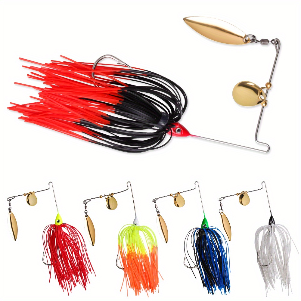 

5pcs 10g Bass Fishing Lure Spinner Baits Kit Buzzbait Spinnerbait Jig Multicolor Silicone Skirt Bass Trout Salmon For Freshwater Saltwater Fishing Gear