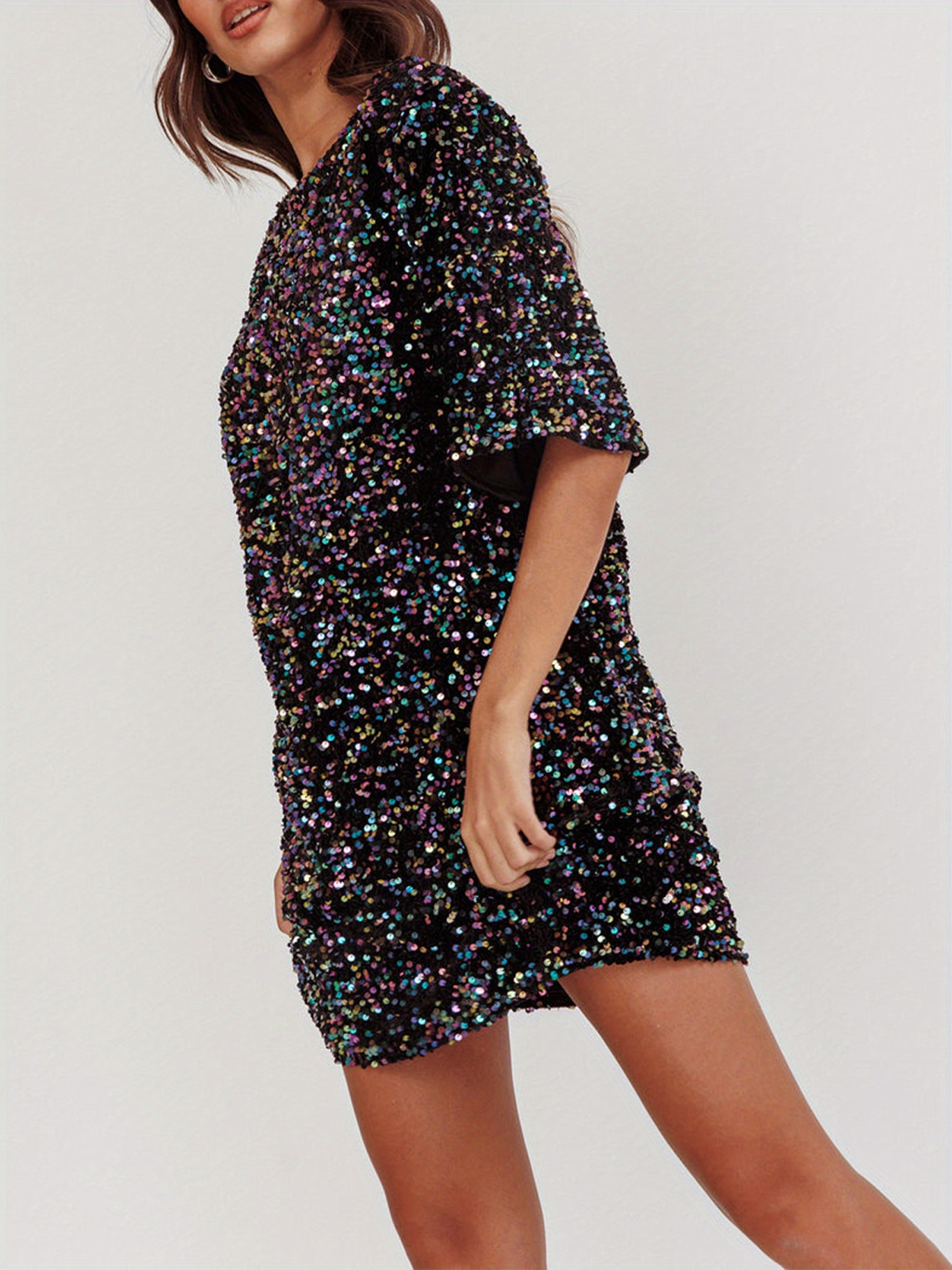 chinese dress ladies Aleta 1066 Fitted Cocktail Short Sequin Dress – The Dress Outlet main image 0