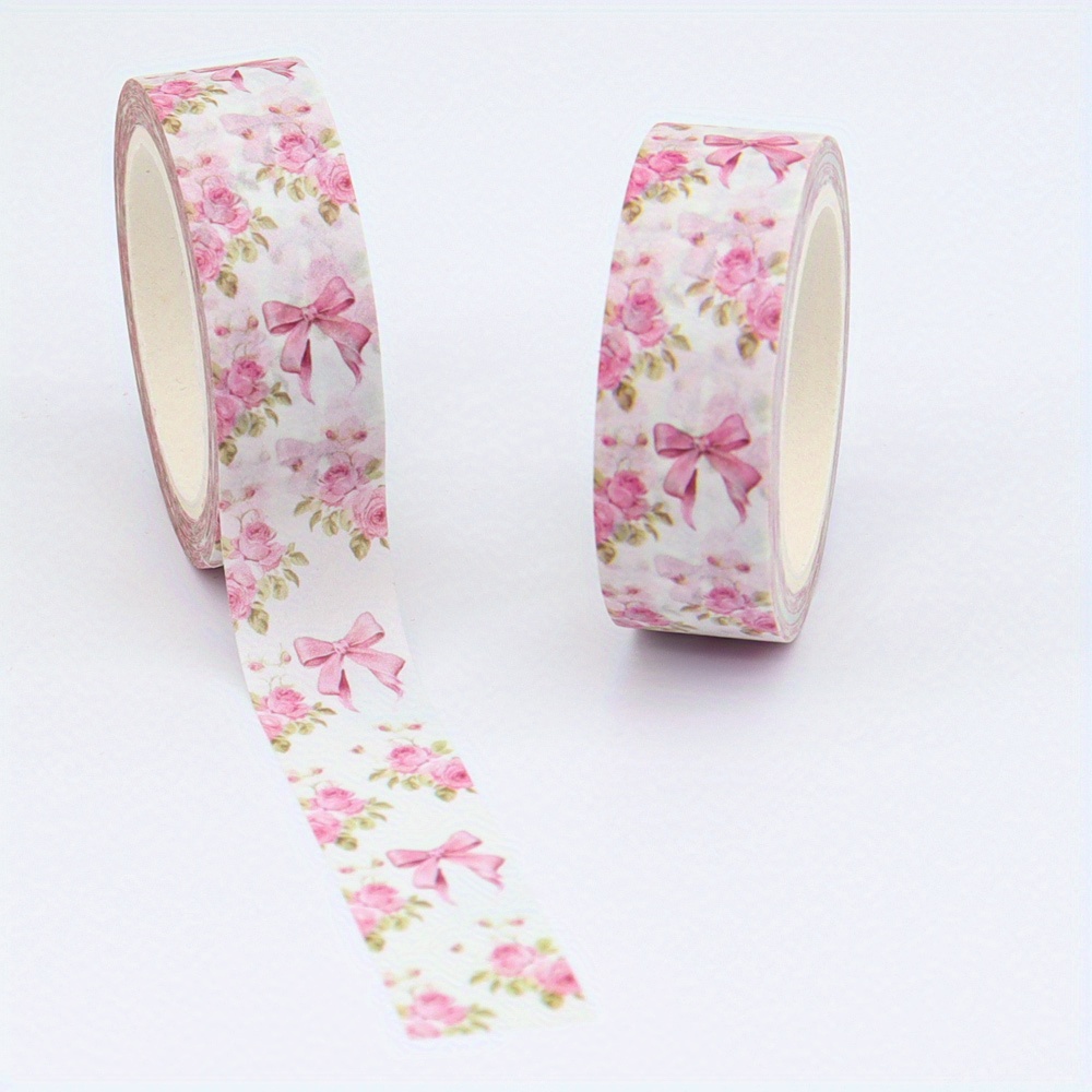 TEMU 1 Roll Of 10m X 15mm Spring-themed Washi Tape, Creative Masking Tape, Bow Clip Decorations, Diary Embellishments, Planner Tape Stickers,