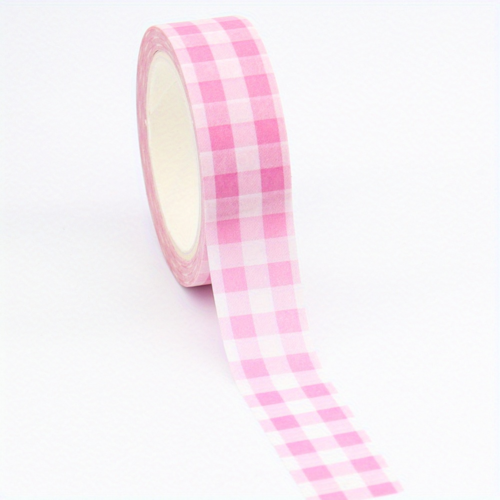 

Spring Theme Washi Tape Roll 10m X 15mm, Pink Gingham Pattern Creative Masking Tape For Scrapbooking, Journaling, Diy Planners, Valentine's Day Decoration - Major Material: Paper