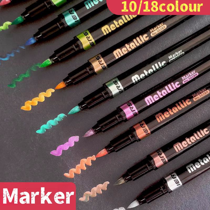 

18-color Metallic Marker Set, Reusable & Waterproof, For Artists, Adult Coloring, Illustrations, Wood, Stone, Glass Painting, Ideal Holiday Gift