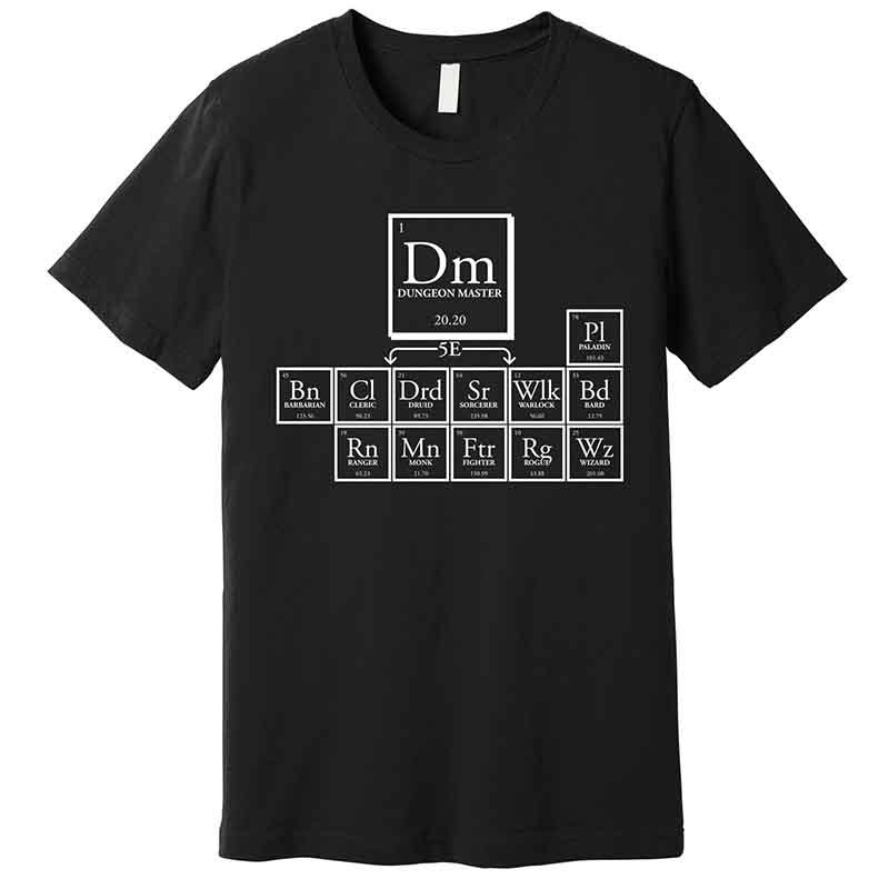 

Dnd Periodic Table Premium T-shirt 230145 Funny Men’s Short Sleeve Graphic T-shirt Collection Black Aa