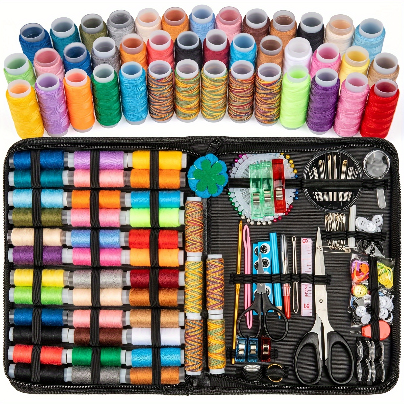 

206pcs/ Set All-in-one Sewing Kit For Beginners And Travelers - Includes Thread, Scissors, Needles, Thimbles, And Tape Measure - Perfect For Emergency Repairs