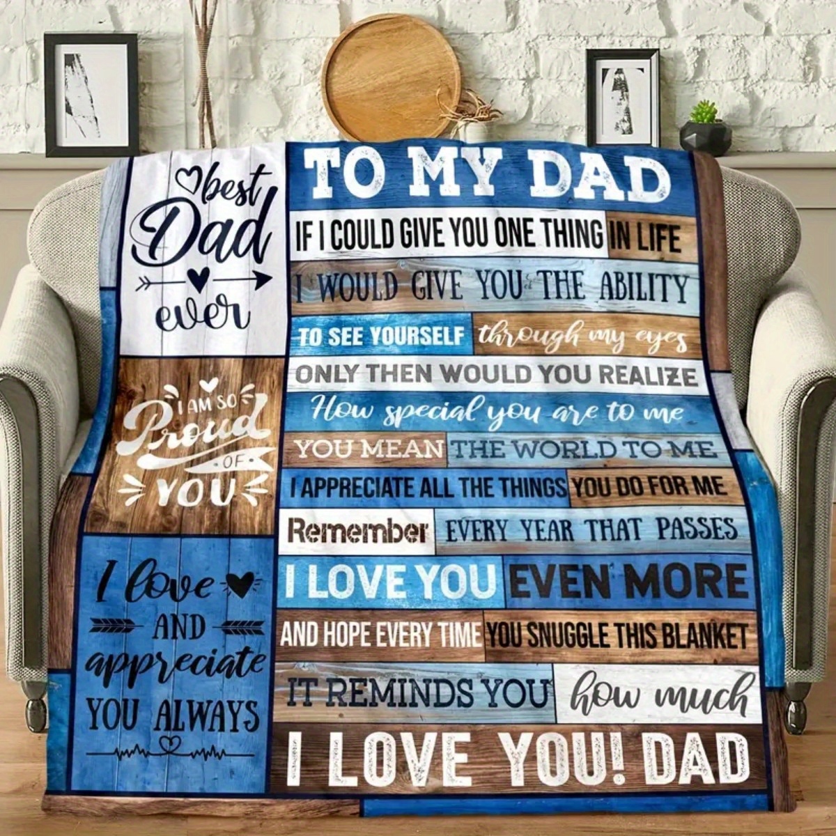 

best Dad Ever" Personalized Fleece Blanket - Perfect Gift For Dad's Birthday Or Christmas - Soft Fleece, Contemporary Design, Multi-purpose Use, Machine Washable