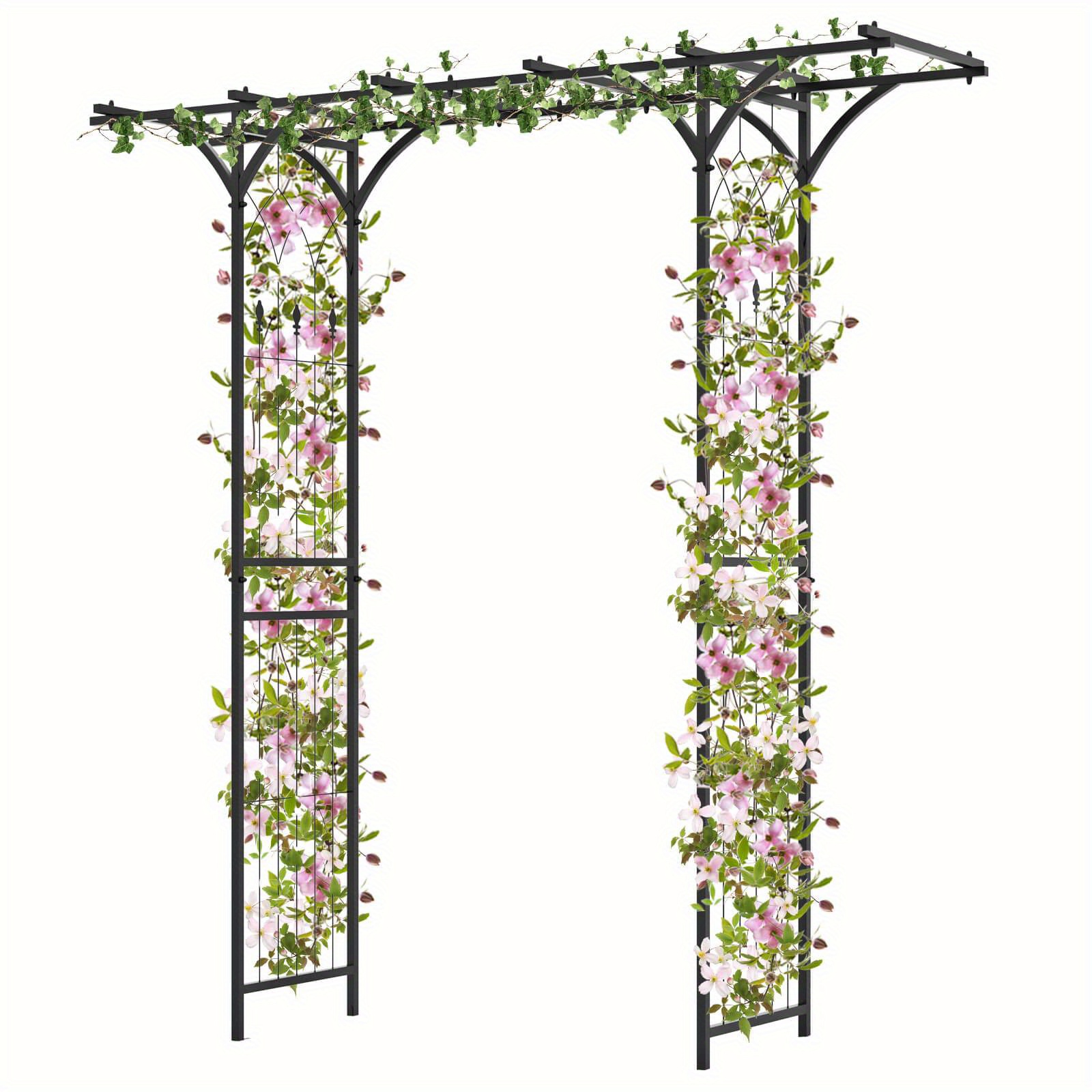

Maxmass 6.8 Ft Flat Top Garden Arch W/ Trellises & Extended Roof For Climbing Plants
