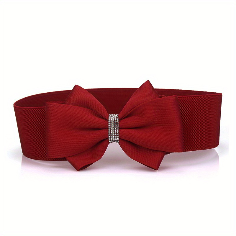 A large bow elastic belt with a solid size belt for decoration, formal  dress jacket, women's belt for daily party wear