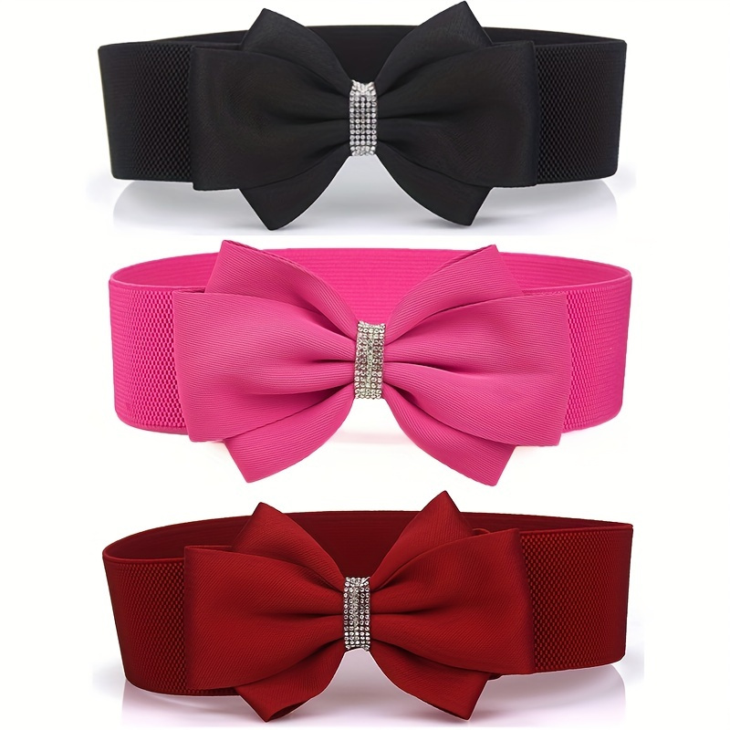 

A Large Bow Elastic Belt With A Solid Color Plus Size Belt For Decoration, Formal Dress Jacket, Women's Belt For Daily Party Wear