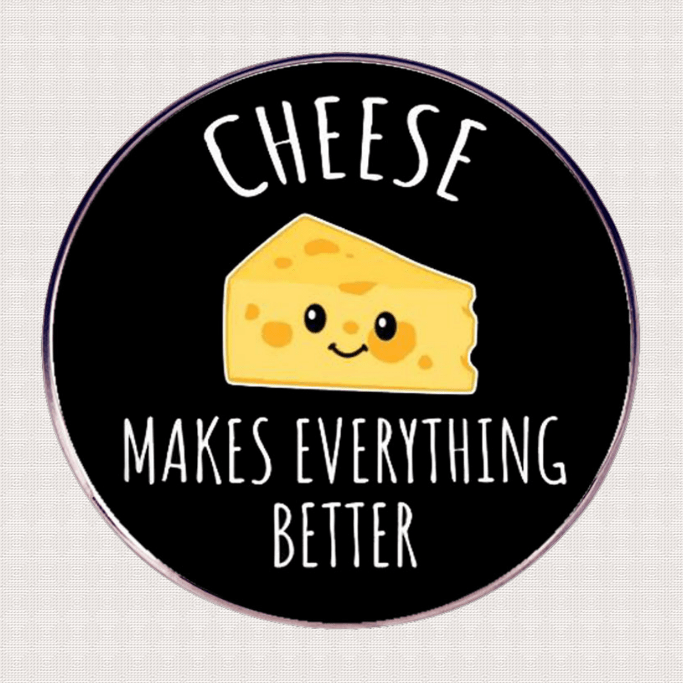 TEMU Cheese Everything Better" - Cute & Simple Alloy Brooch Pin For Clothing, Hats, And Bags