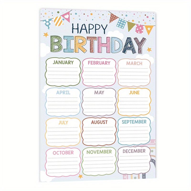 Boho Classroom Birthday Chart, Birthday Calendar Chart For Classroom, Birthday Classroom Bulletin Board Sign, Happy Birthday Decoration, Birthday Posters For Back To School Teaching Supplies, 11*17in