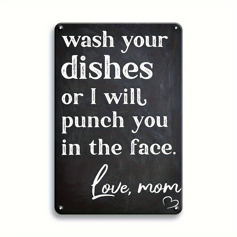 

Humorous 'wash Your Dishes Or Punch You In ' Sign - 5.85" X 7.8" Wooden Wall Art For Kitchen, Patio, Home Decor - Perfect Gift For Women, Moms, Friends