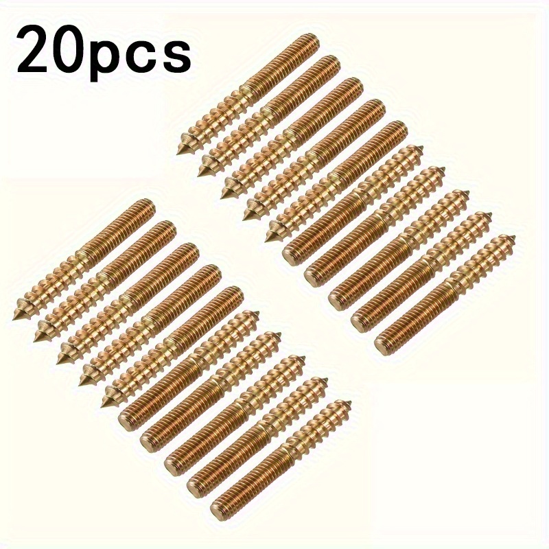 20pcs, M6 Double Head Tooth Screws, Lifting Lug Bolts, Double Head Bolts Self-tapping Screws 6mm Wood Connecting Furniture Legs