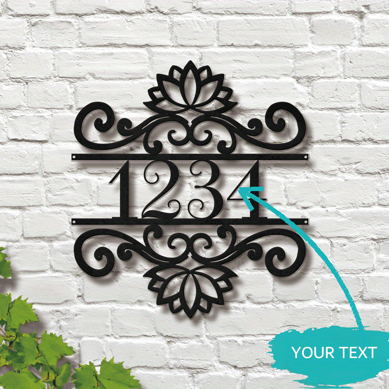 

Custom Name Metal Sign - Elegant Iron Address Plaque For Home & Front Door, Personalized House Number Decor, Ideal Housewarming Or Wedding Gift, No Power Needed, Easy Wall Mount