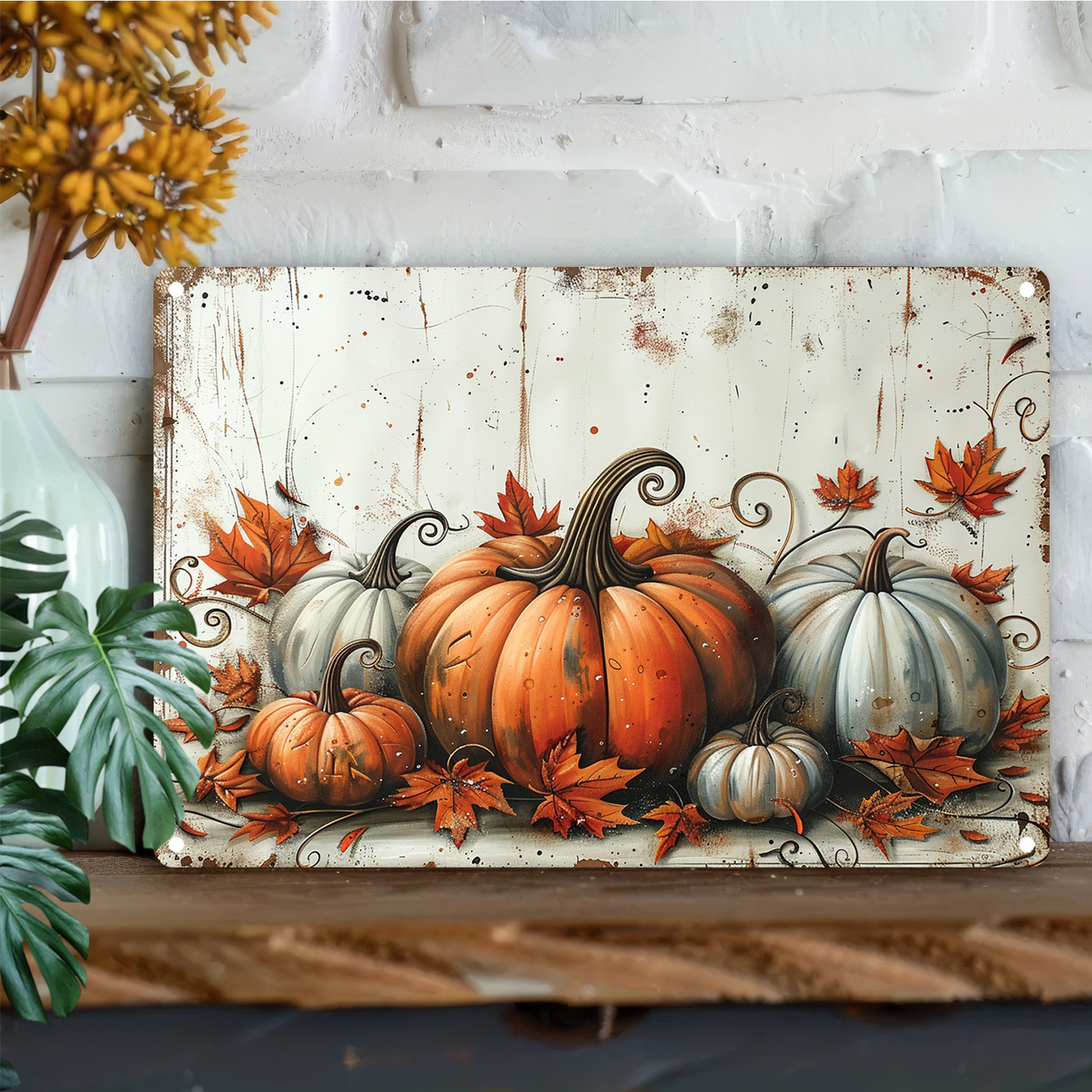 

Vintage Fall Harvest Pumpkin Metal Sign: 12x8 Inch Waterproof Rust-free Wall Decor - Perfect For Home, Bar, Farmhouse & Man Cave - Aluminum Artist's Drawing Set