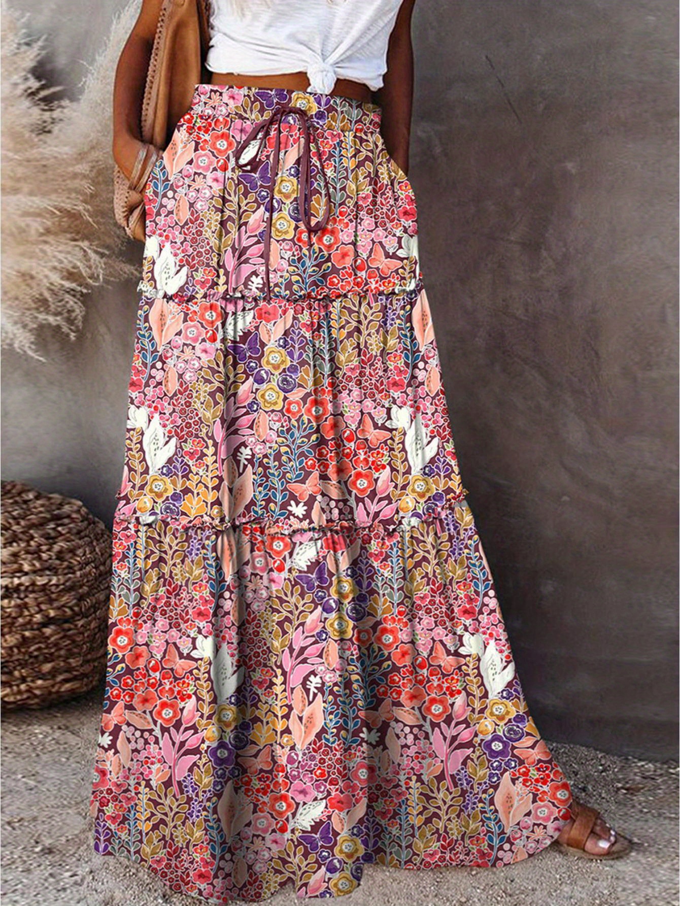 Boho Chic Womens Gypsy Boho Maxi Skirt Women's Boho Chic High