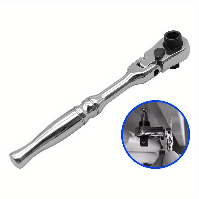 

Ratchet Handle Socket Wrench 1/4 Inch Drive 72 Teeth Flexible Head Short /round Ratchet Box End Open End Wrench Tool Smooth Use, For Return School