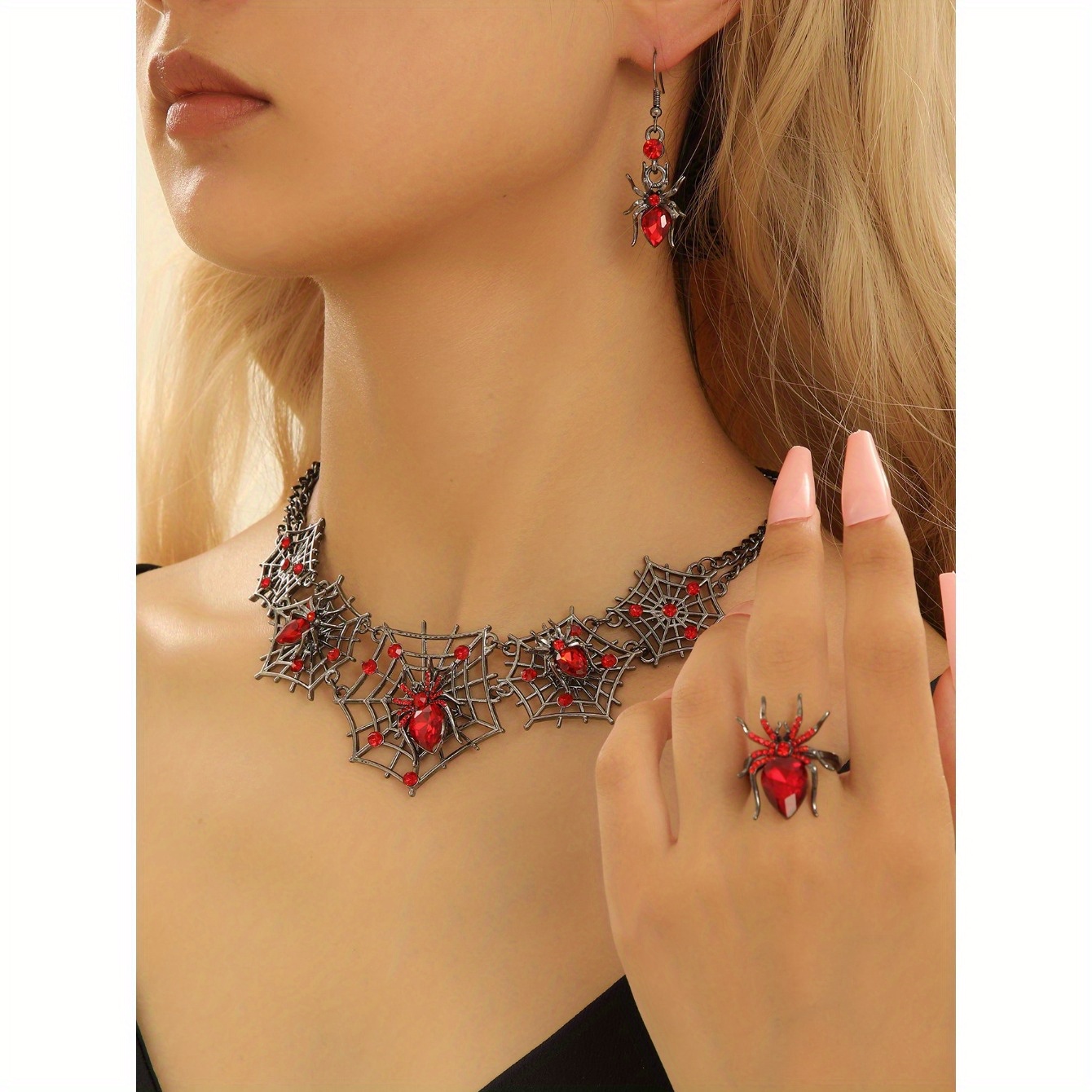 

Halloween Jewelry Set For Women - Spider Necklace, & Accents,