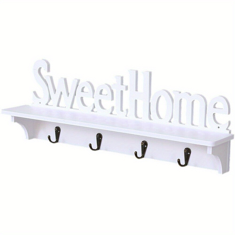 

Wooden Wall Mounted Sweet Home Hanging Hanger Hooks Clothes Key Holder Rack Hook