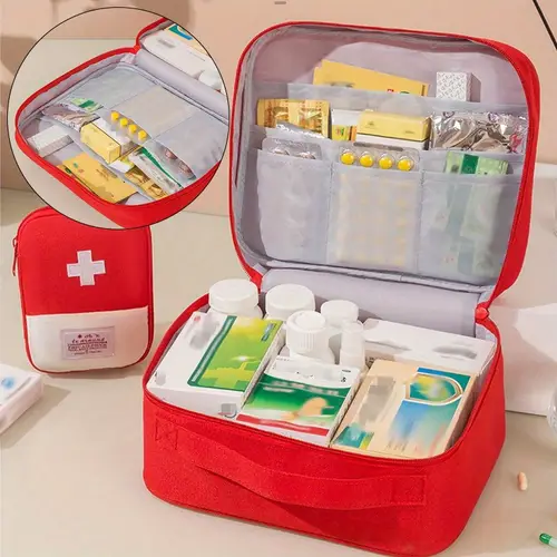 1pc portable aid kit bag fabric organizer compact emergency medicine storage case for home and outdoor use