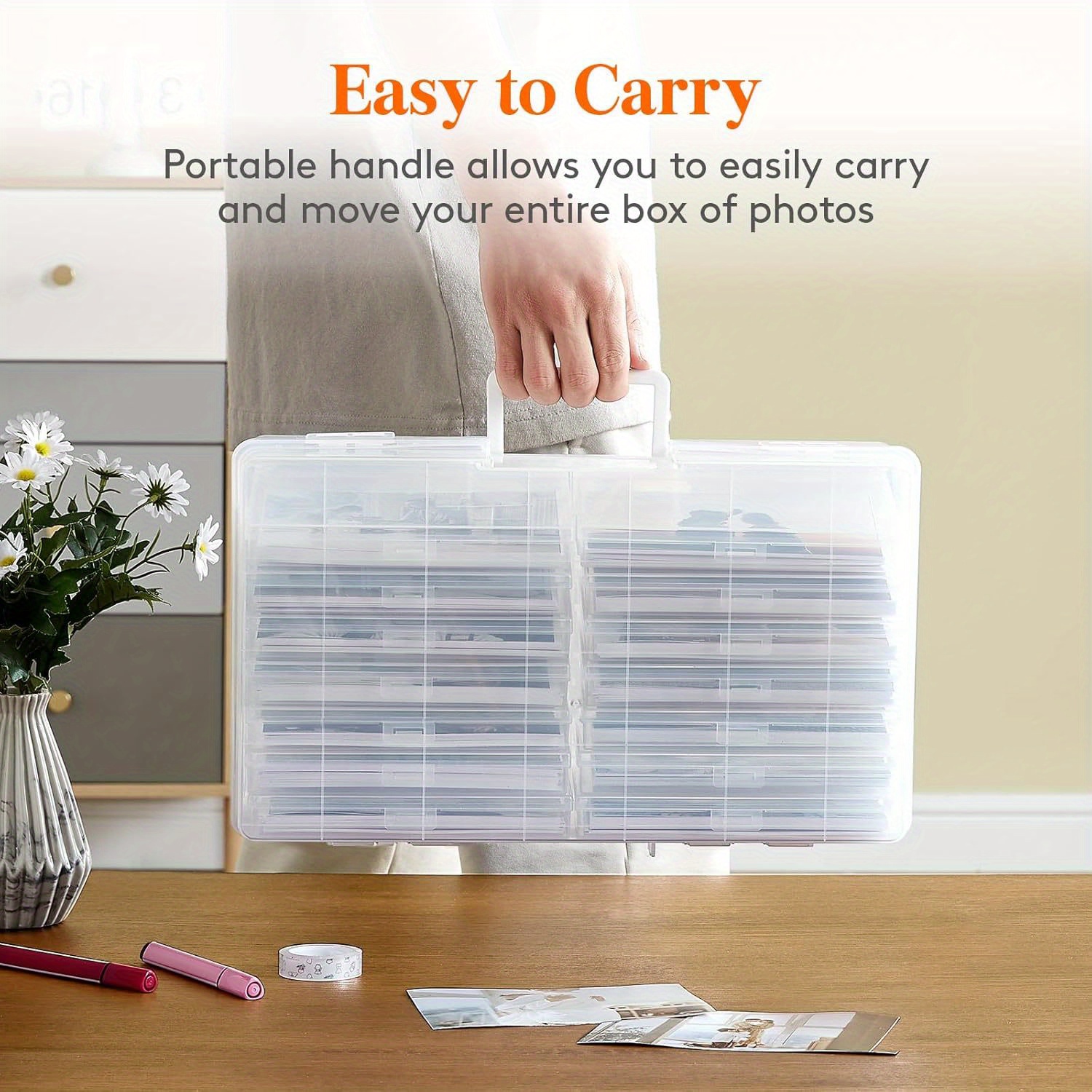 

Photo Storage Box 4x6 Photo Case, 14 Inner Photo Keeper, Clear Photo Boxes Storage With 1 Sheet Label Sticker, Plastic Craft Storage Box With Lids