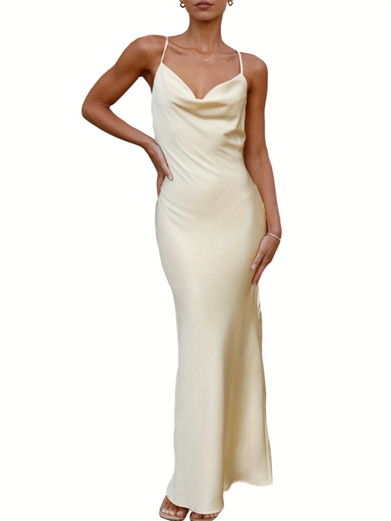 colorful beach wedding guest dress ALGARVE COWL NECK MAXI DRESS main image 0