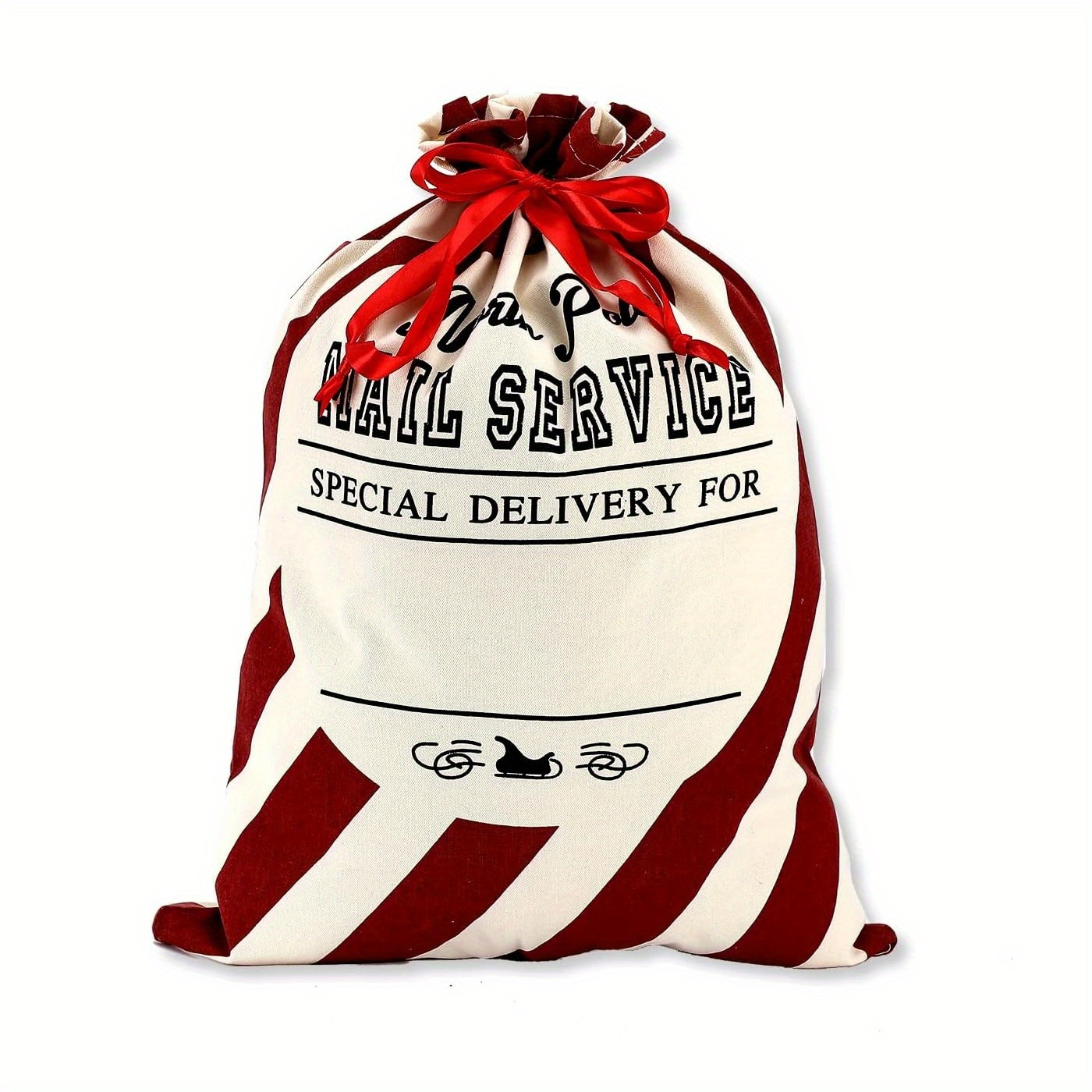 

North Pole Mail Service Special Delivery Christmas Santa Sack - Large Reusable Gift Bag With Drawstring For Xmas Package Storage - Festive Holiday Party Supplies