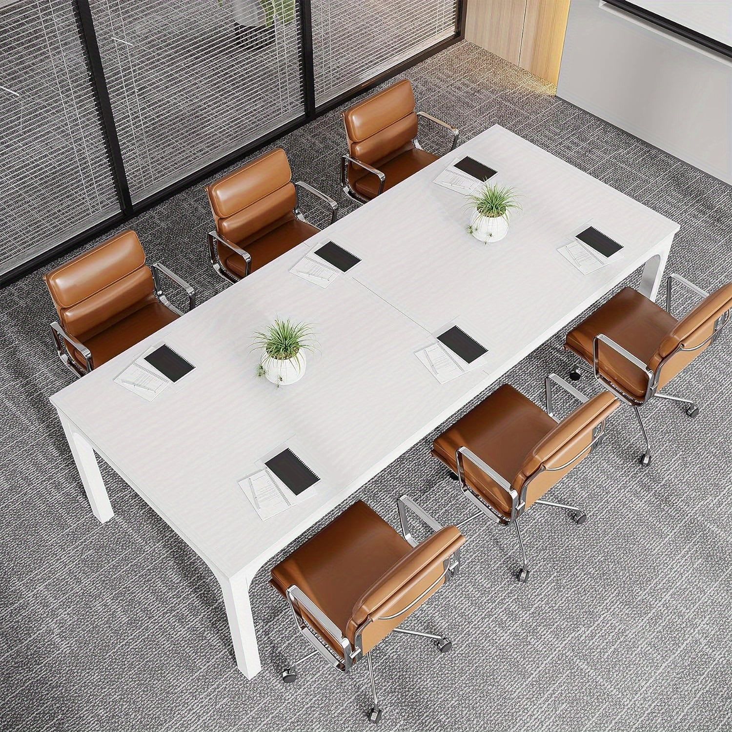 6.5ft Large Modern Meeting Table, Ideal For Office And Boardroom, Modern Meeting Table Desk For Boardroom, Meeting Room (table Only)