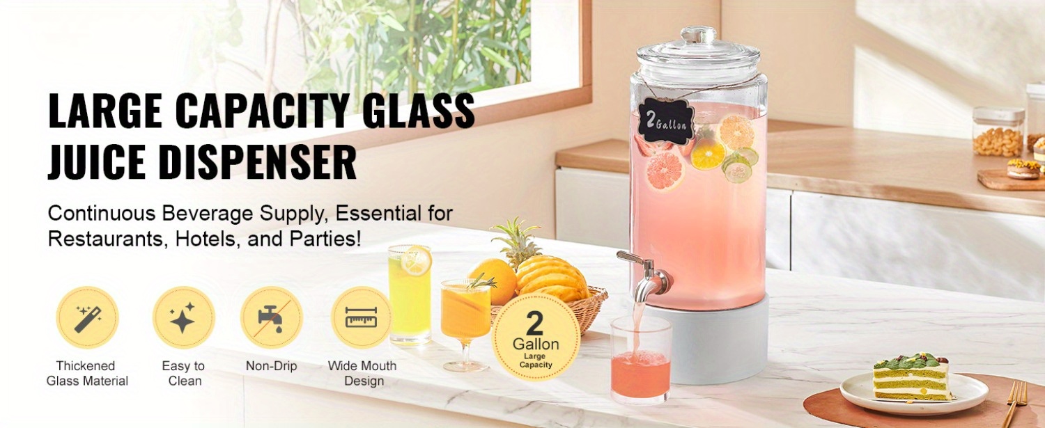 glass beverage dispenser with stainless steel faucet   parties and   high   body no bpa dishwasher safe details 0