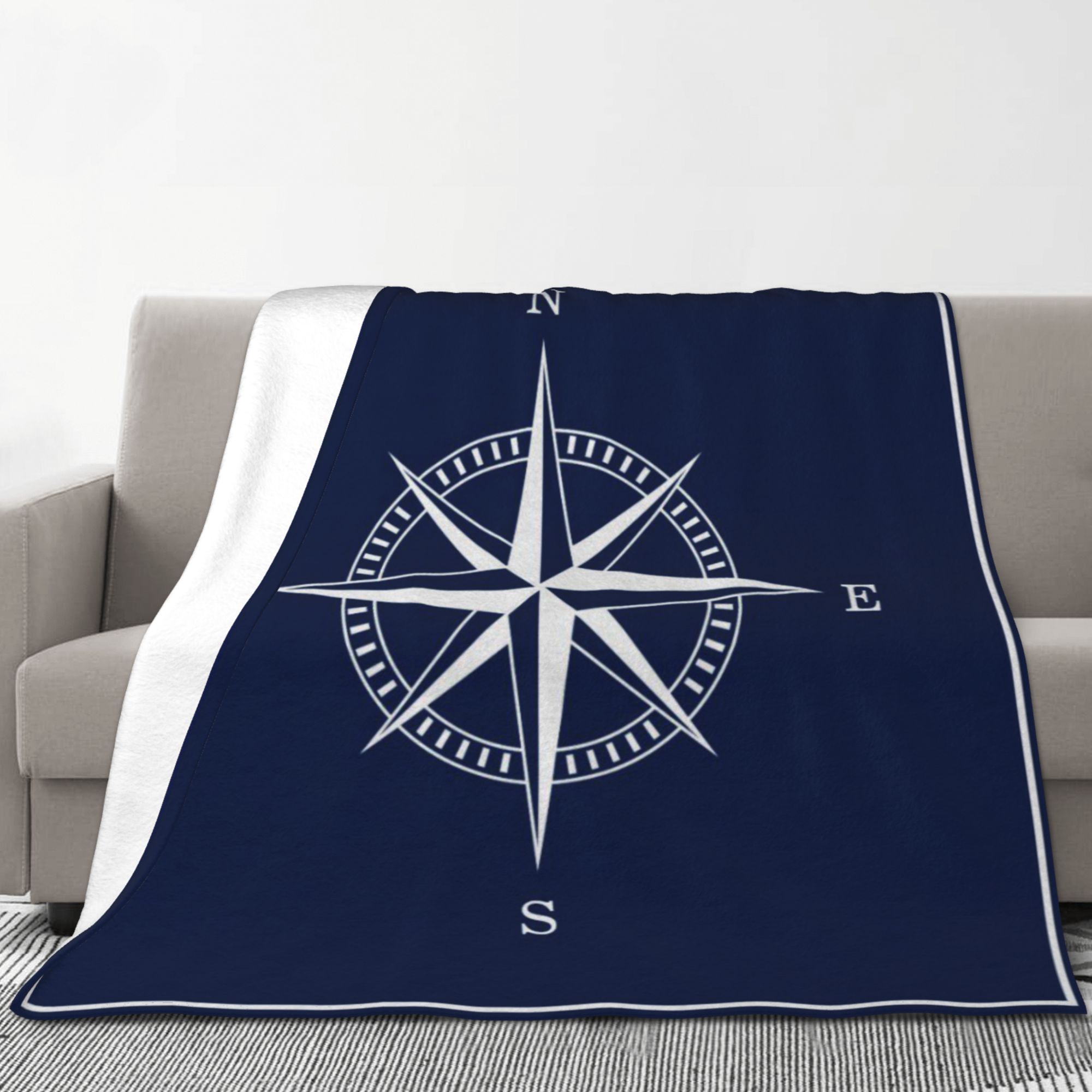 

Cozy Compass Print Flannel Throw Blanket - Couch, Bed, Office, And Travel - Ideal Gift For Weddings, Birthdays,