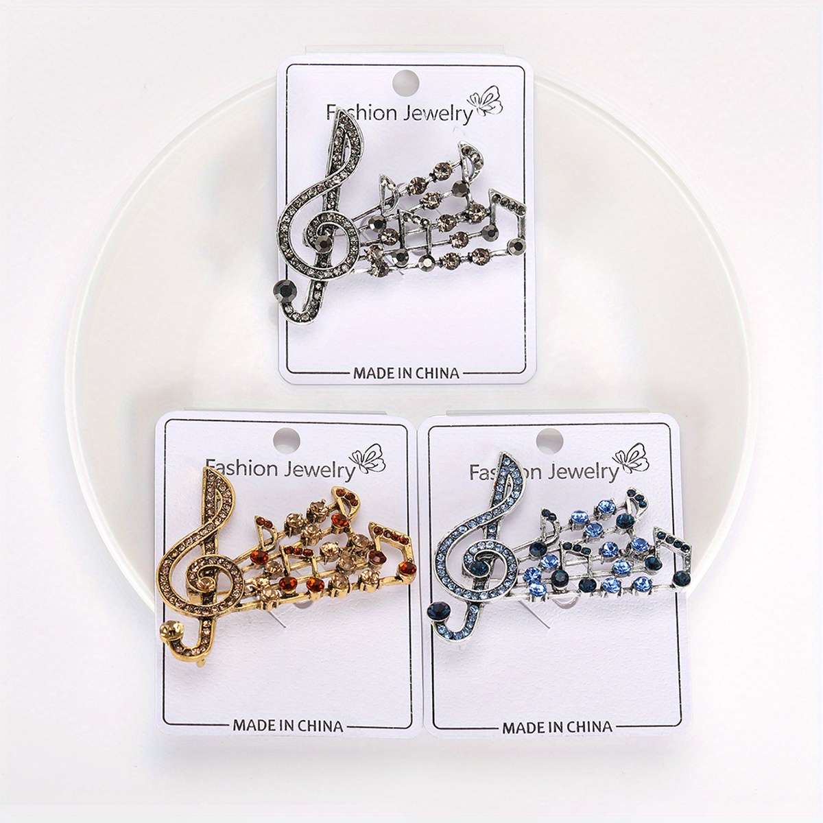 luxury musical note crystal brooch pin fashion   embellished irregular shape simulation modeling theme elegant accessory for men and women details 0