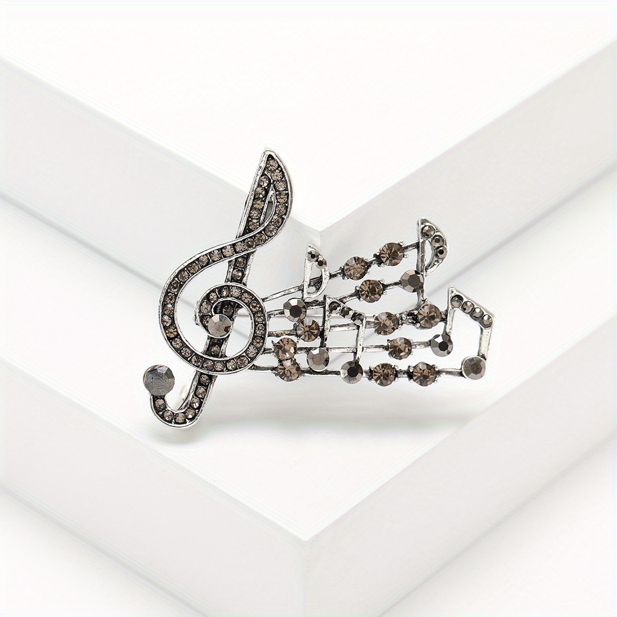 luxury musical note crystal brooch pin fashion   embellished irregular shape simulation modeling theme elegant accessory for men and women details 1