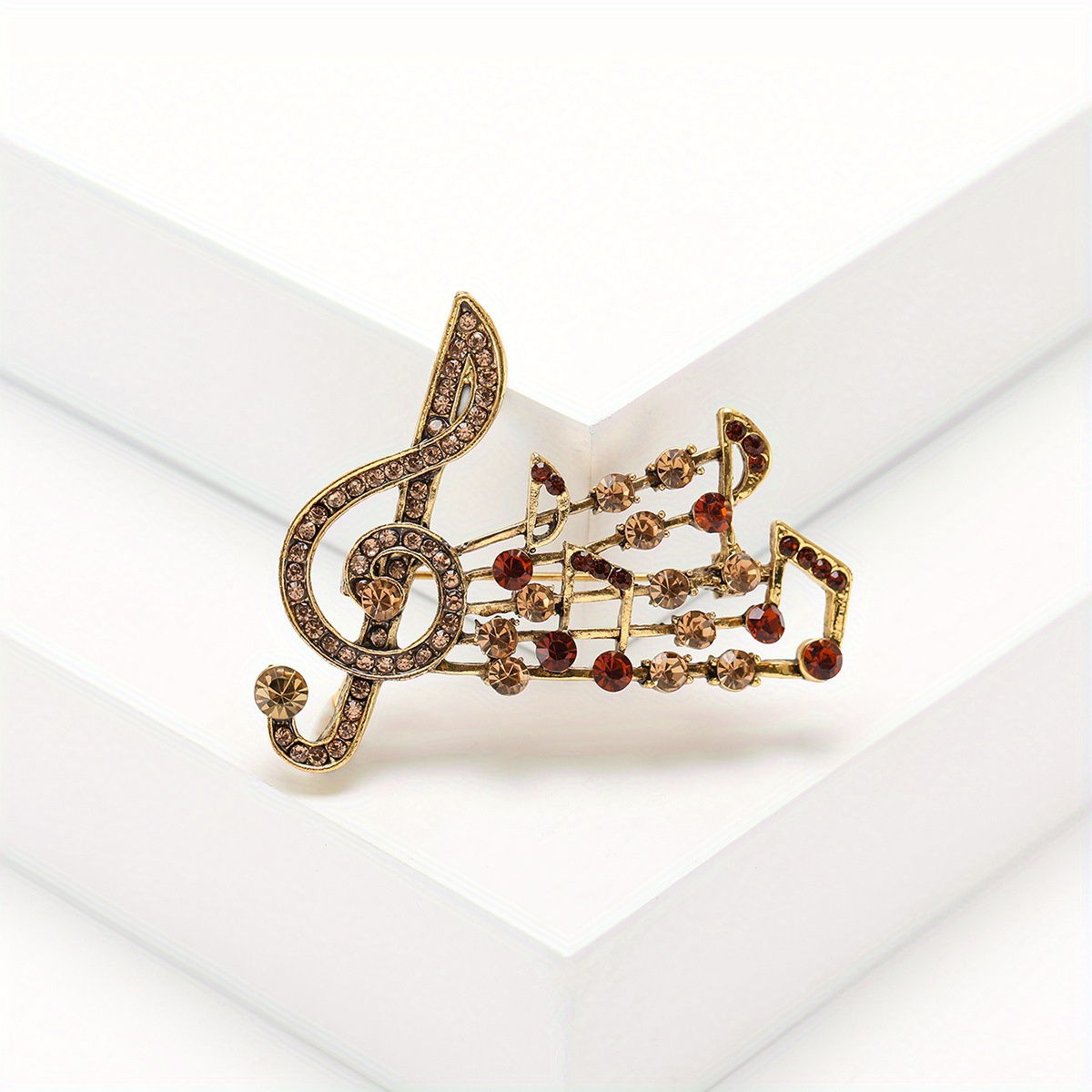 luxury musical note crystal brooch pin fashion   embellished irregular shape simulation modeling theme elegant accessory for men and women details 3