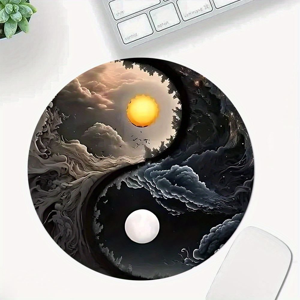 

Yin Yang Sun And Moon Mouse Pad: 7.9 Inch Non-slip Rubber Desk Mat For Women's Office Or Home - Perfect Gift For Friends