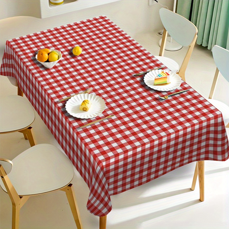 

Easy-care Red Plaid Tablecloth - Durable Polyester, Perfect For Dining & Parties, Heat & Dust Resistant, Fits Square/round/rectangular Tables