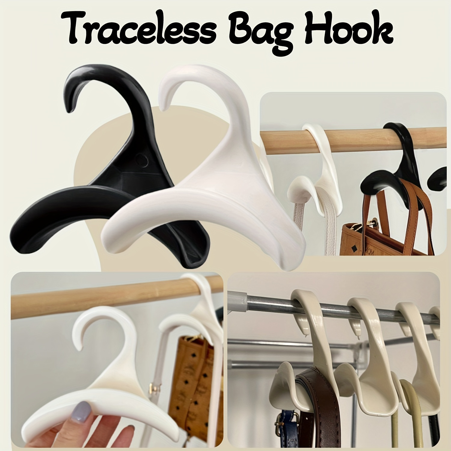 

5pcs-10pcs Heavy Duty Purse Hooks In - Tote Bag, Scarf & Hat Organizer For Closet Storage