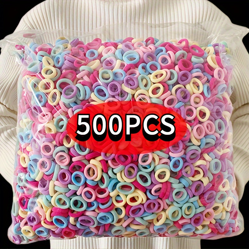 100/300/500бр. Цветни Еластични Ластици за Коса за Момичета и Тийнейджъри - Смесени Цветове, Солидни и Шарени Вратовръзки за Конски Опашки, Скранчи - Издръжливи Разтегателни Аксесоари за Коса за Всеки Ден и Специални Поводи, Аксесоари за Коса с Игрив Дизайн, Разнообразие от Цветове