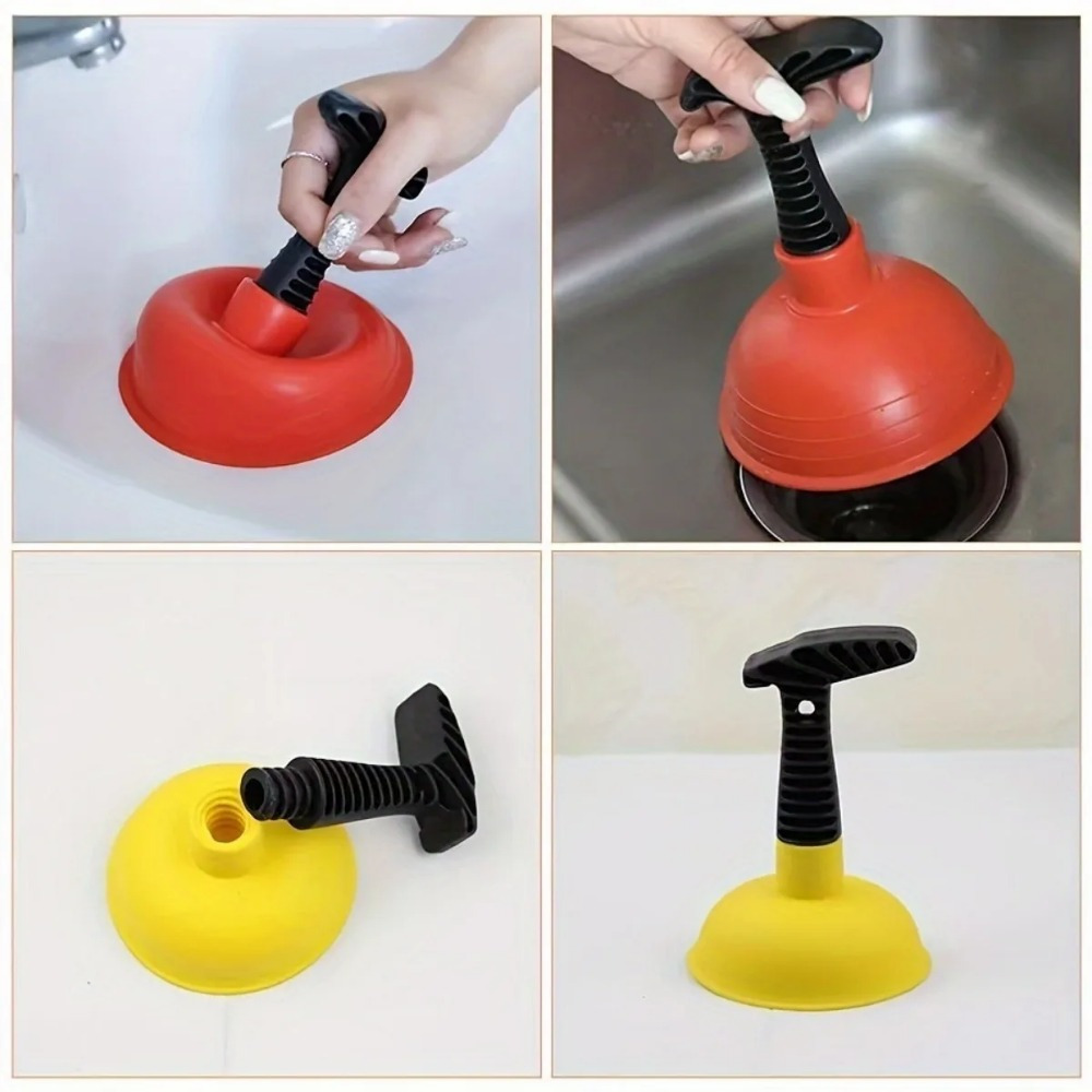 

1pc Plastic Sink Plunger With Short Handle - Mini Drain Clog Remover For Kitchen And Bathroom Pipes, Instant Clog Clearing Tool