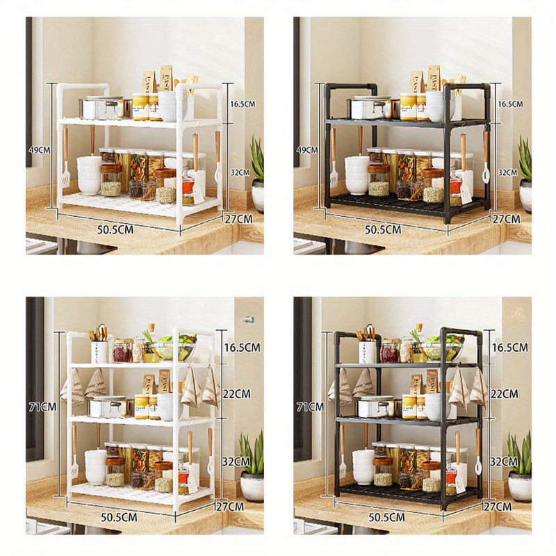 popular     multi functional metal kitchen storage rack no   waterproof   3 tier organizer for spices utensils microwave oven ideal for countertop cabinet organization details 5