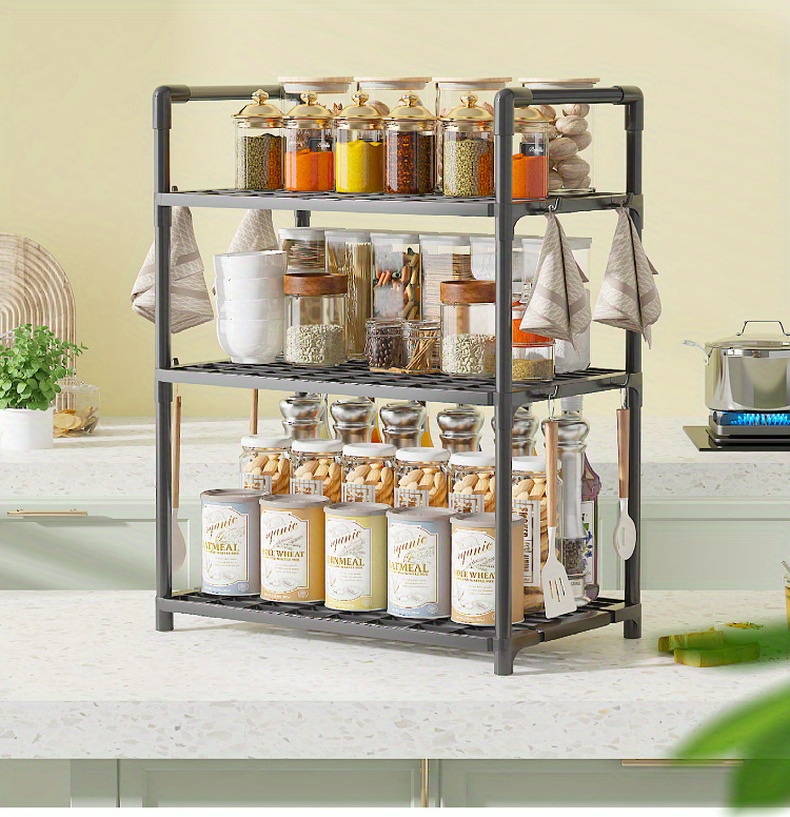popular     multi functional metal kitchen storage rack no   waterproof   3 tier organizer for spices utensils microwave oven ideal for countertop cabinet organization details 1